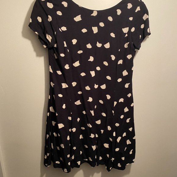 Black and white mini a-linet shirt dress Abstract Dots - Picture 1 of 5